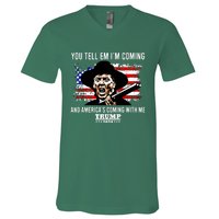 You Tell Em I’M Coming And America’S Coming With Me Trump 2024 V-Neck T-Shirt