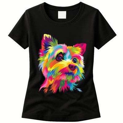 Yorkshire Terrier Funny Yorkie Pop Art Popart Dog Gift Womens T-Shirt