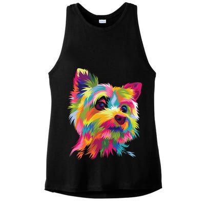 Yorkshire Terrier Funny Yorkie Pop Art Popart Dog Gift Ladies PosiCharge Tri-Blend Wicking Tank