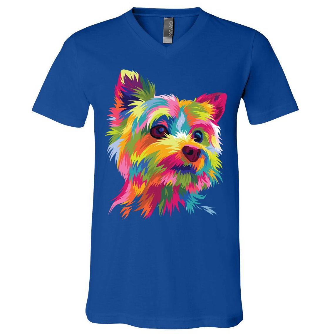 Yorkshire Terrier Funny Yorkie Pop Art Popart Dog Gift V-Neck T-Shirt