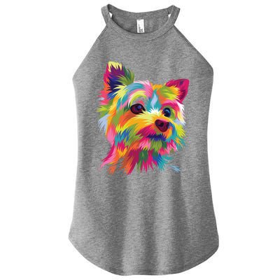 Yorkshire Terrier Funny Yorkie Pop Art Popart Dog Gift Women’s Perfect Tri Rocker Tank