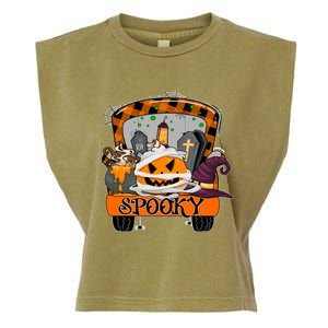 Y3wg Truck Gnomes Spooky Halloween Fall Pumpkin Autumn Gift Garment-Dyed Women's Muscle Tee