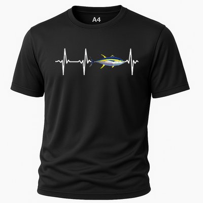 Yellowfin Tuna Heartbeat For Saltwater Fish Fishing Lovers Cooling Performance Crew T-Shirt