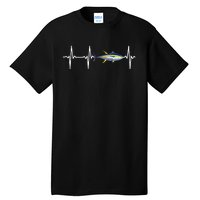 Yellowfin Tuna Heartbeat For Saltwater Fish Fishing Lovers Tall T-Shirt