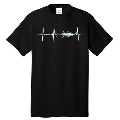 Yellowfin Tuna Heartbeat For Saltwater Fish Fishing Lovers Tall T-Shirt