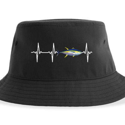 Yellowfin Tuna Heartbeat For Saltwater Fish Fishing Lovers Sustainable Bucket Hat