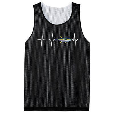 Yellowfin Tuna Heartbeat For Saltwater Fish Fishing Lovers Mesh Reversible Basketball Jersey Tank