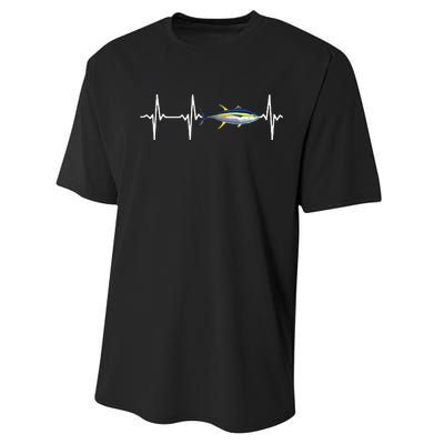 Yellowfin Tuna Heartbeat For Saltwater Fish Fishing Lovers Performance Sprint T-Shirt