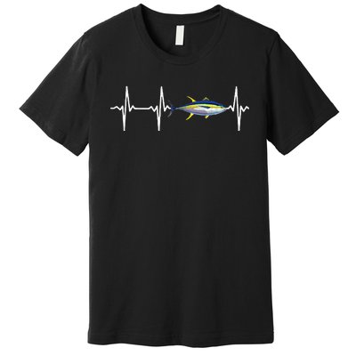 Yellowfin Tuna Heartbeat For Saltwater Fish Fishing Lovers Premium T-Shirt