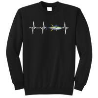 Yellowfin Tuna Heartbeat For Saltwater Fish Fishing Lovers Tall Sweatshirt