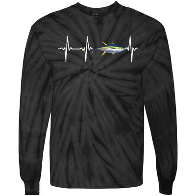 Yellowfin Tuna Heartbeat For Saltwater Fish Fishing Lovers Tie-Dye Long Sleeve Shirt