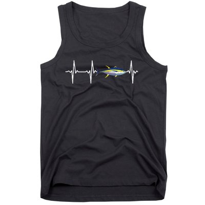 Yellowfin Tuna Heartbeat For Saltwater Fish Fishing Lovers Tank Top