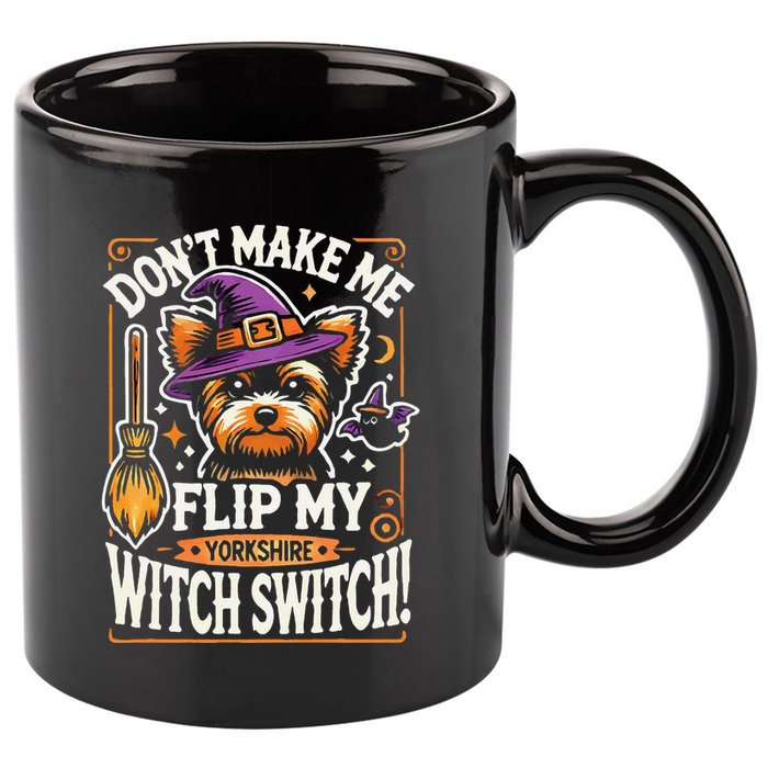 Yorkshire Terrier Halloween Costume Flip My Witch Switch 11oz C Handle Ceramic Mug