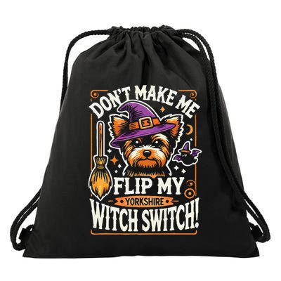 Yorkshire Terrier Halloween Costume Flip My Witch Switch Drawstring Bag