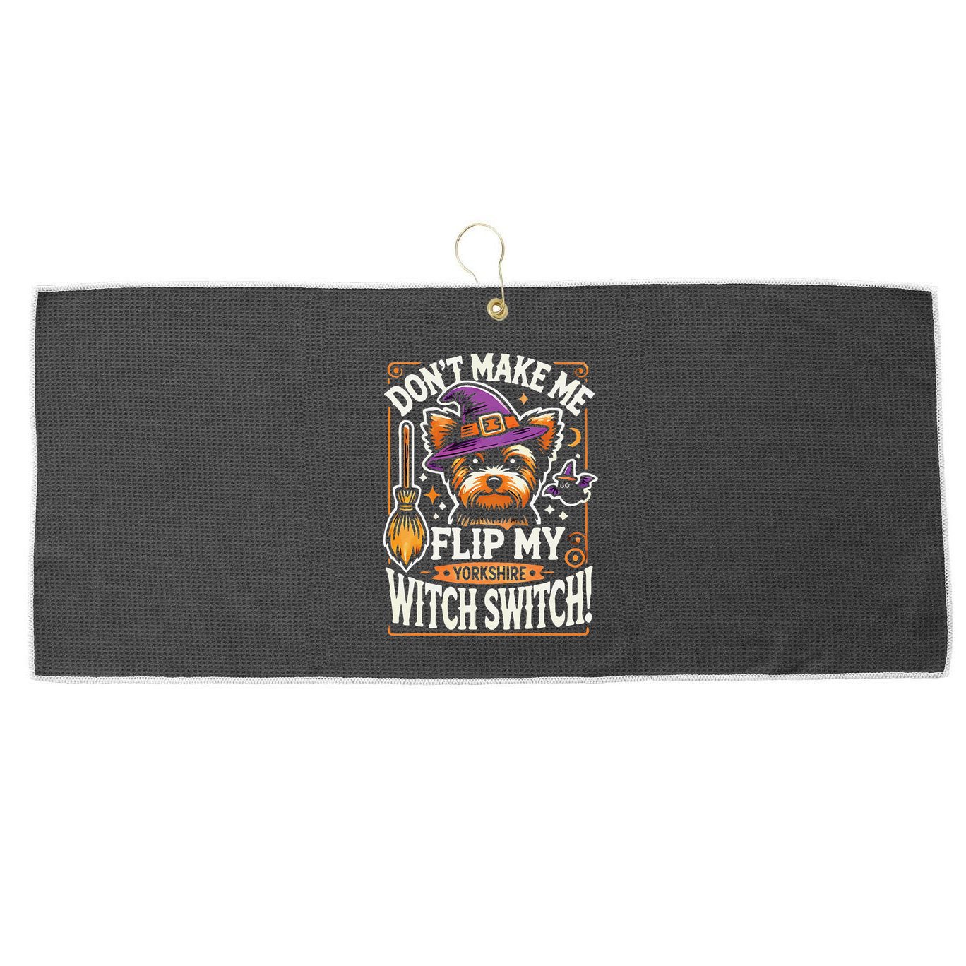 Yorkshire Terrier Halloween Costume Flip My Witch Switch Large Microfiber Waffle Golf Towel