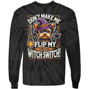 Yorkshire Terrier Halloween Costume Flip My Witch Switch Tie-Dye Long Sleeve Shirt