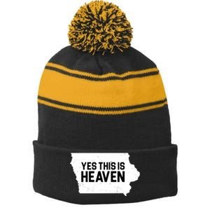 Yes This Is Heaven Iowa State Stripe Pom Pom Beanie