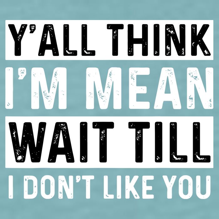 Yall Think Im Mean Wait Till I Dont Like You Tee Sueded Cloud Jersey T-Shirt