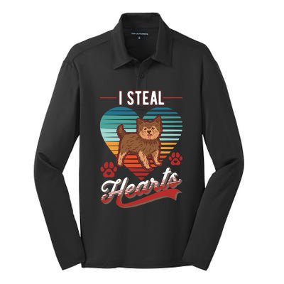 Yorkshire Terrier I Steal Hearts Valentines Day Yorkie Gift Silk Touch Performance Long Sleeve Polo