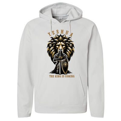 Yeshua The King Is Coming Jesus Christ Christian Verse Bible Performance Fleece Hoodie