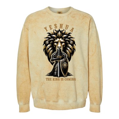 Yeshua The King Is Coming Jesus Christ Christian Verse Bible Colorblast Crewneck Sweatshirt