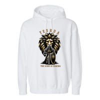 Yeshua The King Is Coming Jesus Christ Christian Verse Bible Garment-Dyed Fleece Hoodie