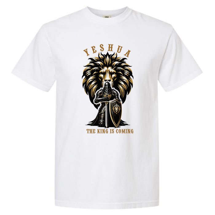 Yeshua The King Is Coming Jesus Christ Christian Verse Bible Garment-Dyed Heavyweight T-Shirt