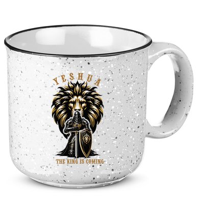 Yeshua The King Is Coming Jesus Christ Christian Verse Bible 15oz Campfire Ceramic Mug