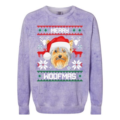 Yorkshire Terrier Merry Woofmas Gift For Christmas Xmas Great Gift Colorblast Crewneck Sweatshirt