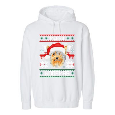 Yorkshire Terrier Merry Woofmas Gift For Christmas Xmas Great Gift Garment-Dyed Fleece Hoodie