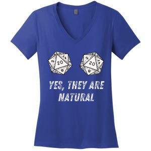 Yes TheyRe Natural D20 20 Dice Funny Rpg Board Gamer Humor Women's V-Neck T-Shirt