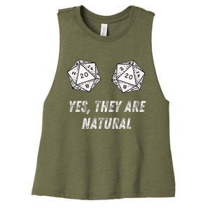 Yes TheyRe Natural D20 20 Dice Funny Rpg Board Gamer Humor Women's Racerback Cropped Tank