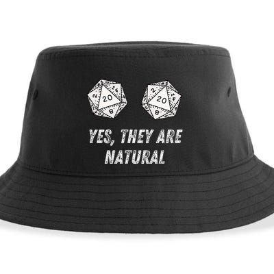 Yes TheyRe Natural D20 20 Dice Funny Rpg Board Gamer Humor Sustainable Bucket Hat