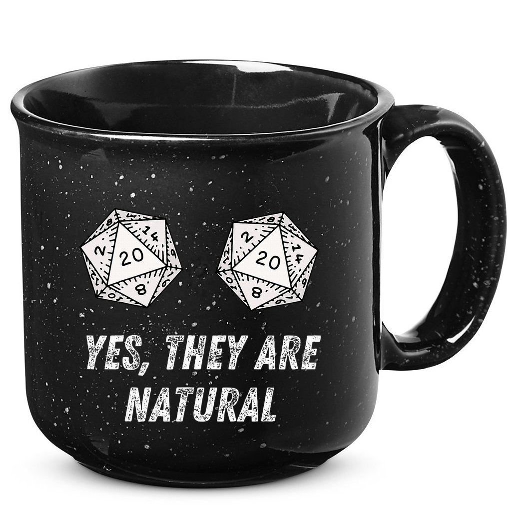 Yes TheyRe Natural D20 20 Dice Funny Rpg Board Gamer Humor 15oz Campfire Ceramic Mug