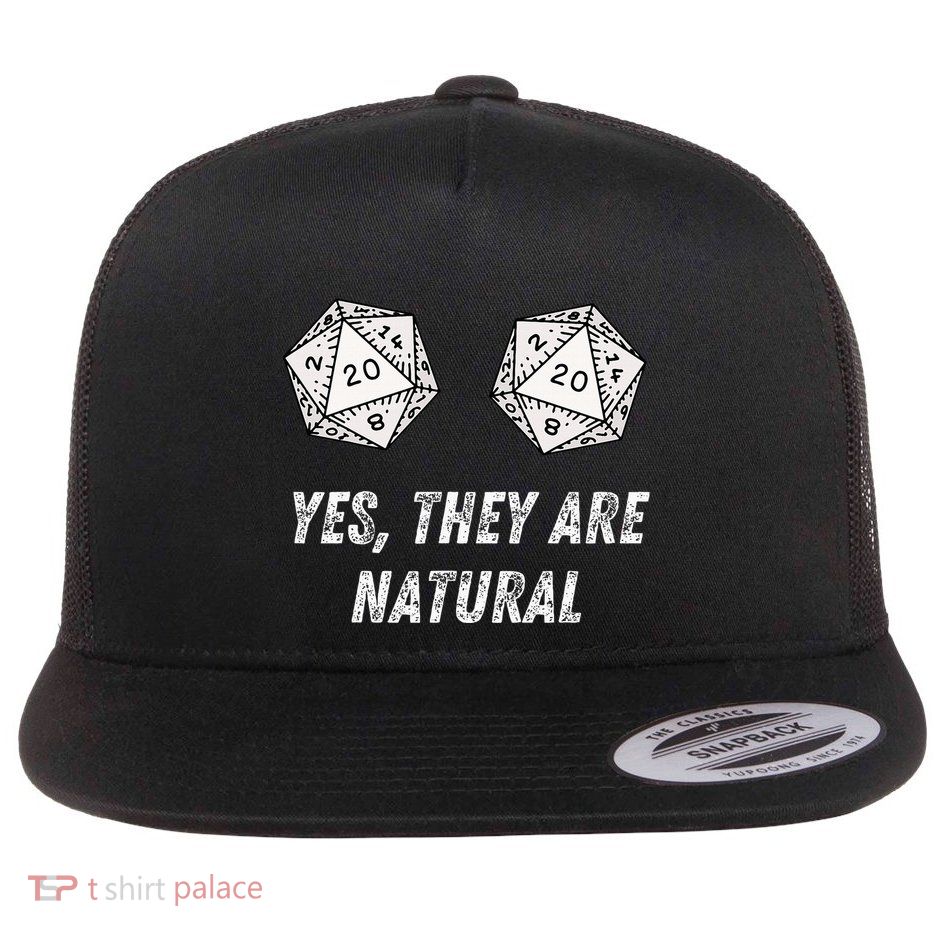 Yes TheyRe Natural D20 20 Dice Funny Rpg Board Gamer Humor Flatbill Hat
