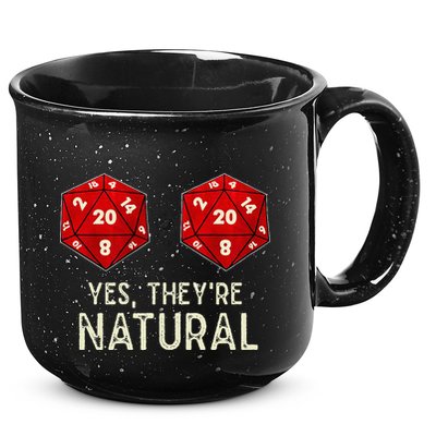 Yes They're Natural D20 Dice Funny 15oz Campfire Ceramic Mug