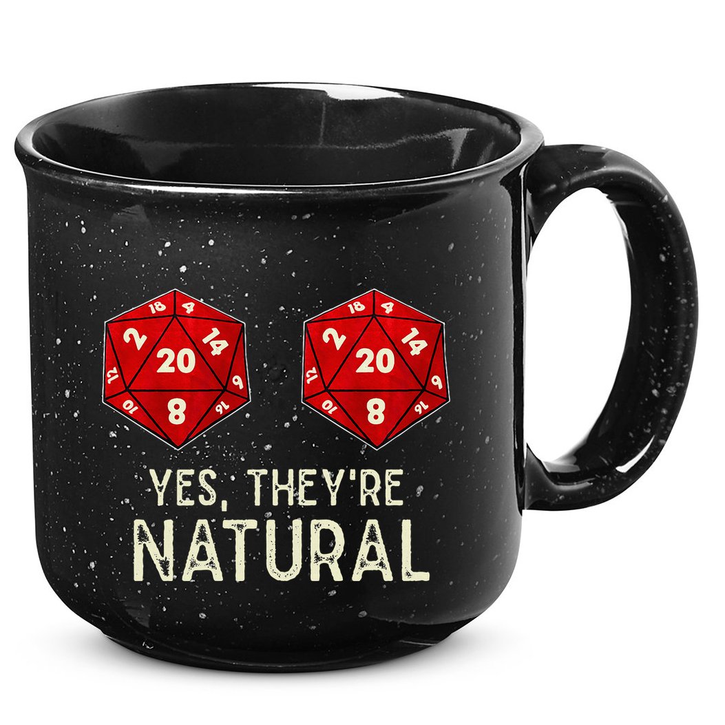 Yes They're Natural D20 Dice Funny 15oz Campfire Ceramic Mug