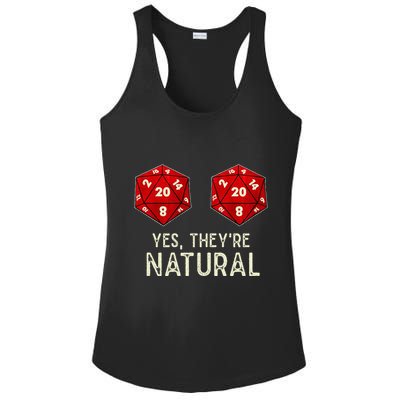Yes They're Natural D20 Dice Funny Ladies PosiCharge Competitor Racerback Tank