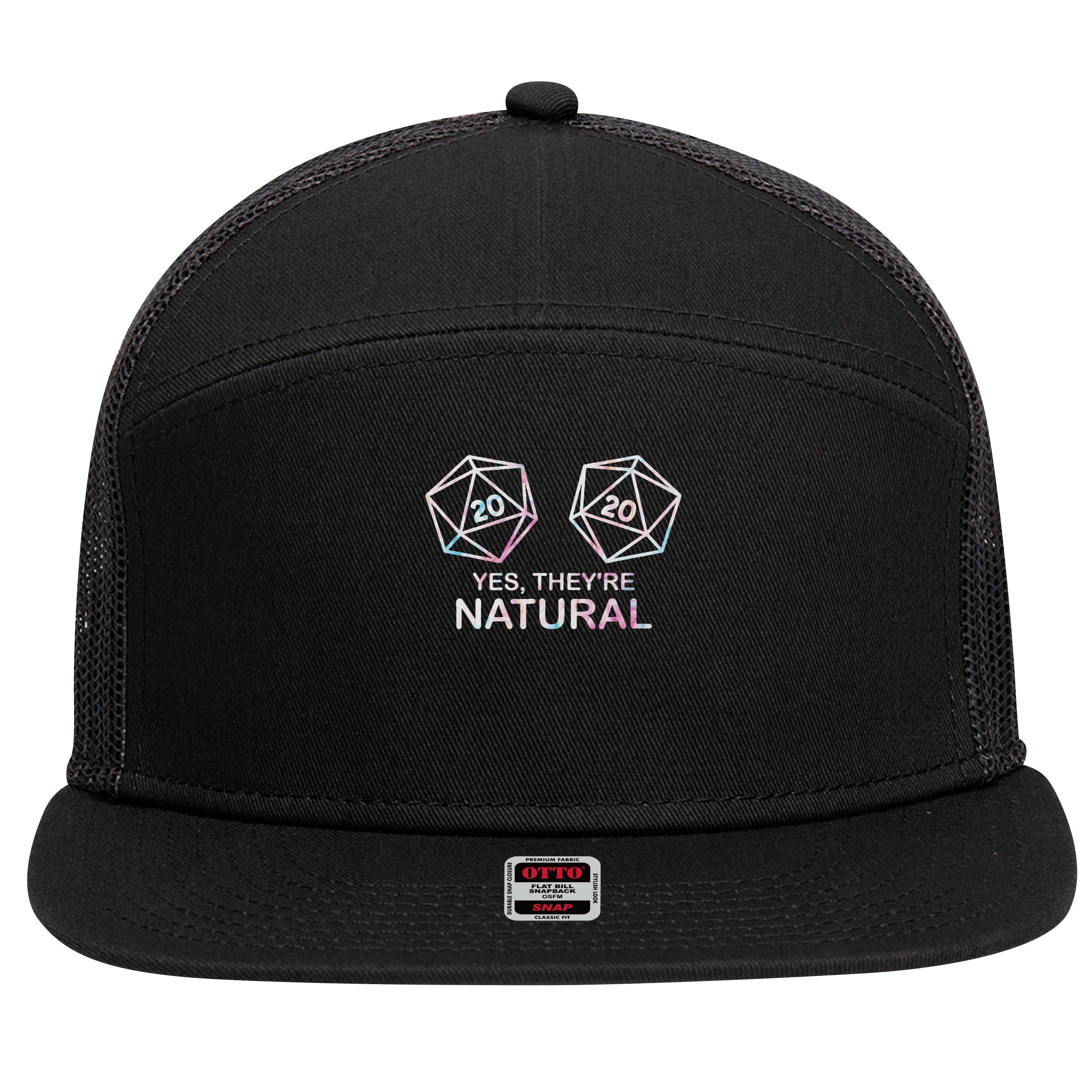 Yes, They're Natural 20 D20 Dice Funny Rpg Gamer 7 Panel Mesh Trucker Snapback Hat