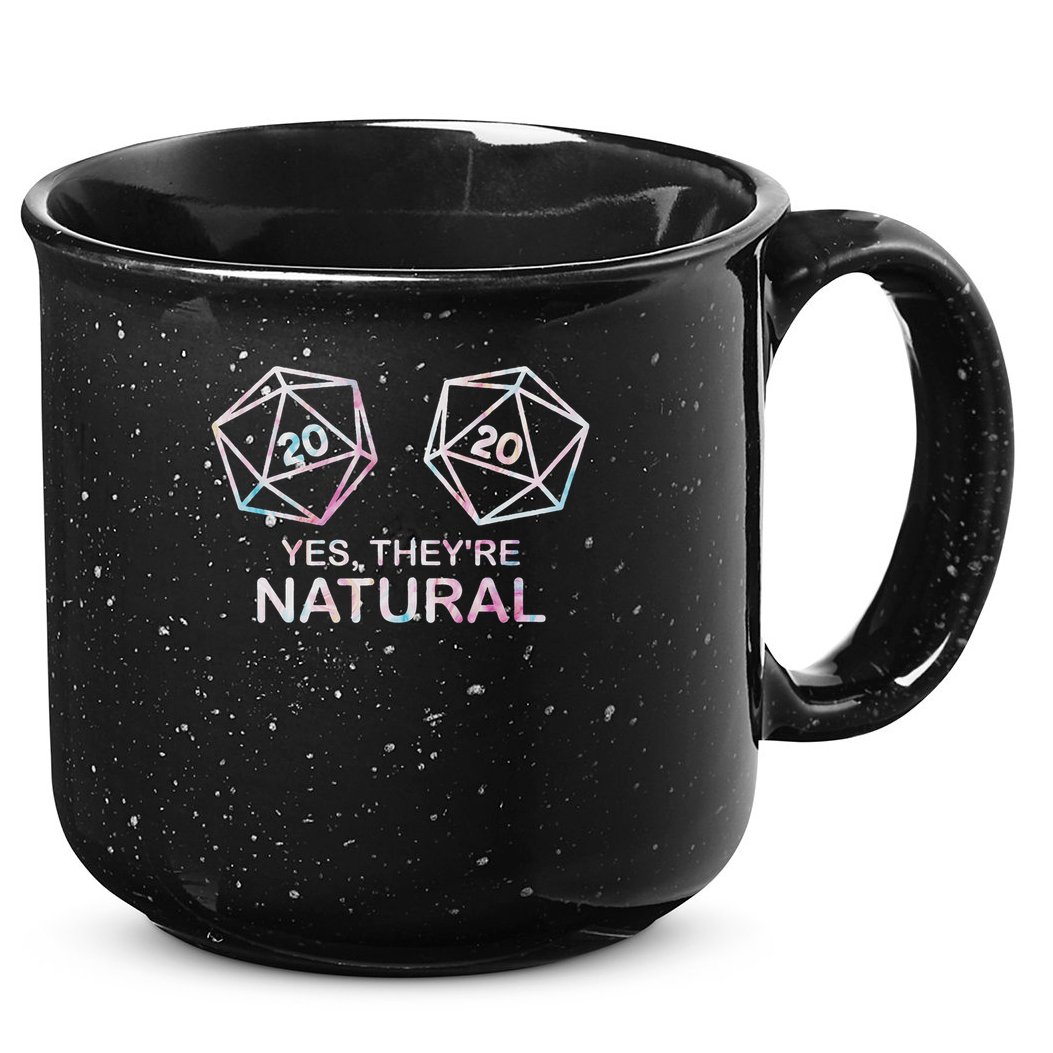 Yes, They're Natural 20 D20 Dice Funny Rpg Gamer 15oz Campfire Ceramic Mug