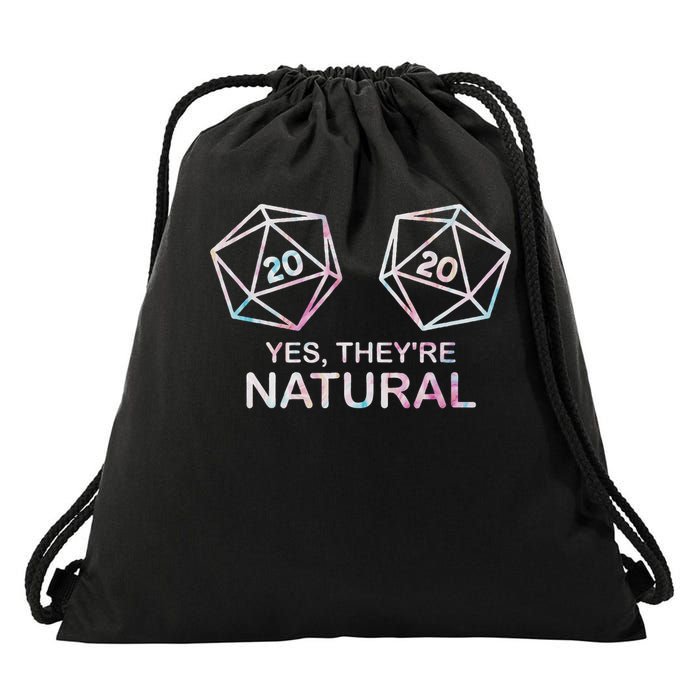 Yes, They're Natural 20 D20 Dice Funny Rpg Gamer Drawstring Bag