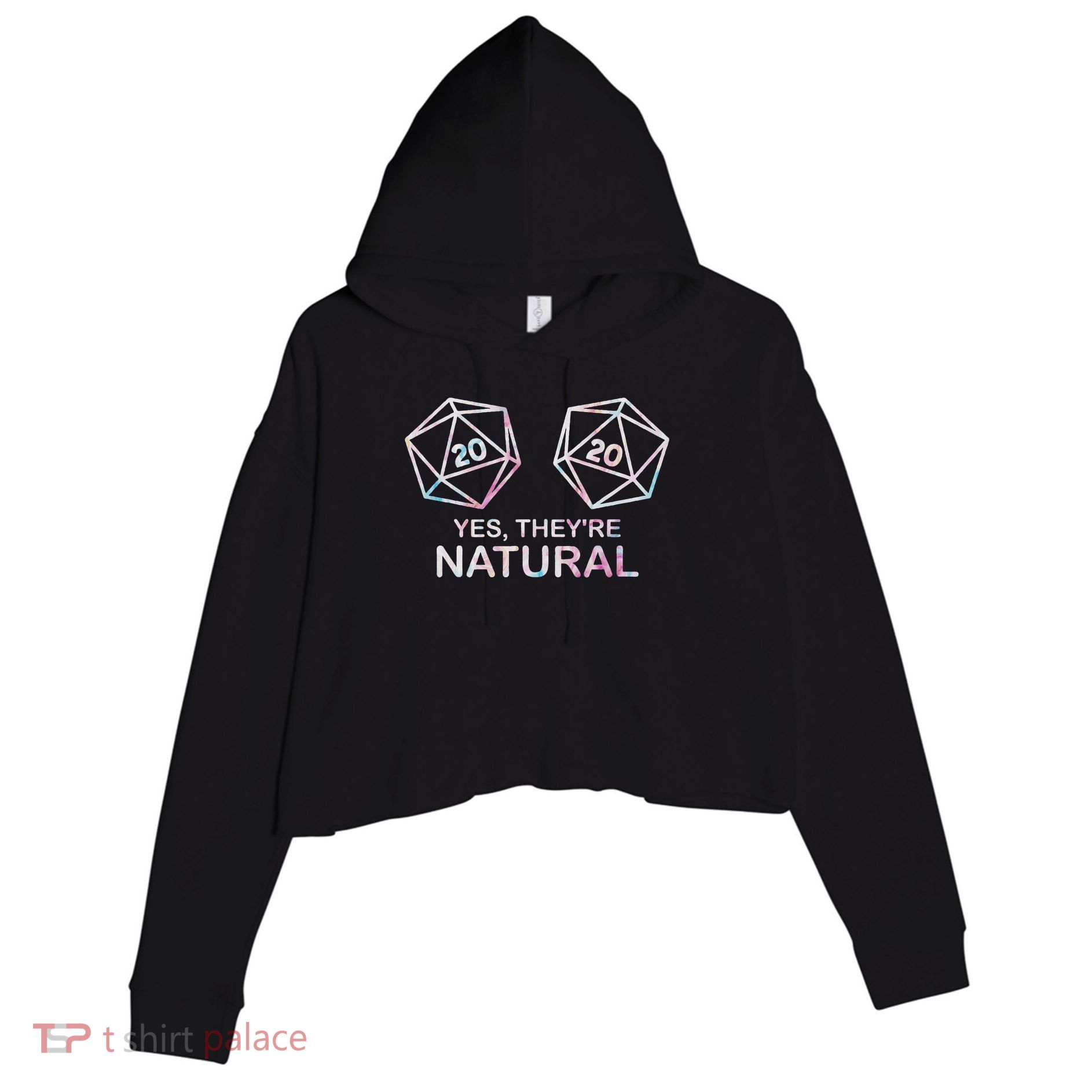 Yes, They're Natural 20 D20 Dice Funny Rpg Gamer Crop Fleece Hoodie