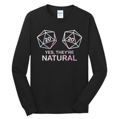Yes, They're Natural 20 D20 Dice Funny Rpg Gamer Tall Long Sleeve T-Shirt