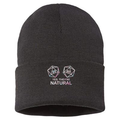 Yes, They're Natural 20 D20 Dice Funny Rpg Gamer Sustainable Knit Beanie