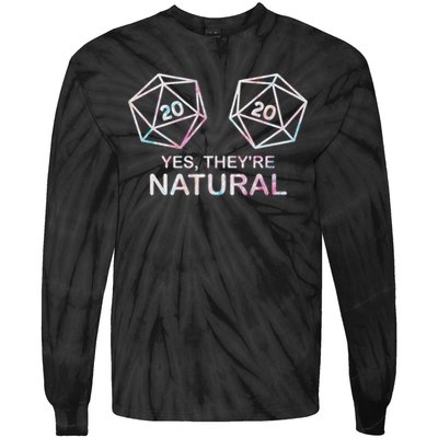 Yes, They're Natural 20 D20 Dice Funny Rpg Gamer Tie-Dye Long Sleeve Shirt