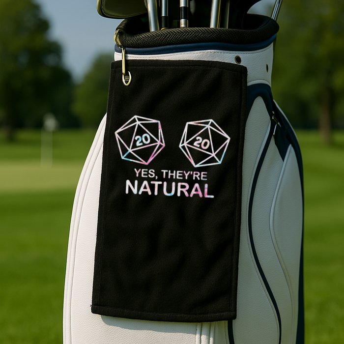 Yes, They're Natural 20 D20 Dice Funny Rpg Gamer Golf Towel