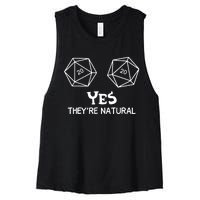 Yes, They're Natural D20 Dice Funny PRG Gamer Women's Racerback Cropped Tank