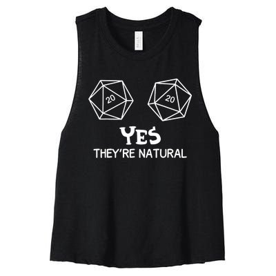 Yes, They're Natural D20 Dice Funny PRG Gamer Women's Racerback Cropped Tank