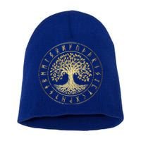 Yggdrasil Tree Of Life Viking Runes Gift Short Acrylic Beanie