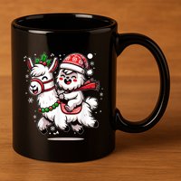 Yeti To Party With Cute Llama Christmas Pajama Xmas 11oz C Handle Ceramic Mug